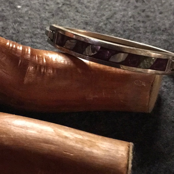 Abalone Shell and Alpaca Silver Bangle - Picture 3 of 7